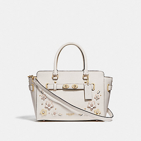 COACH BLAKE CARRYALL 25 WITH FLORAL APPLIQUE - CHALK MULTI/IMITATION GOLD - f31195