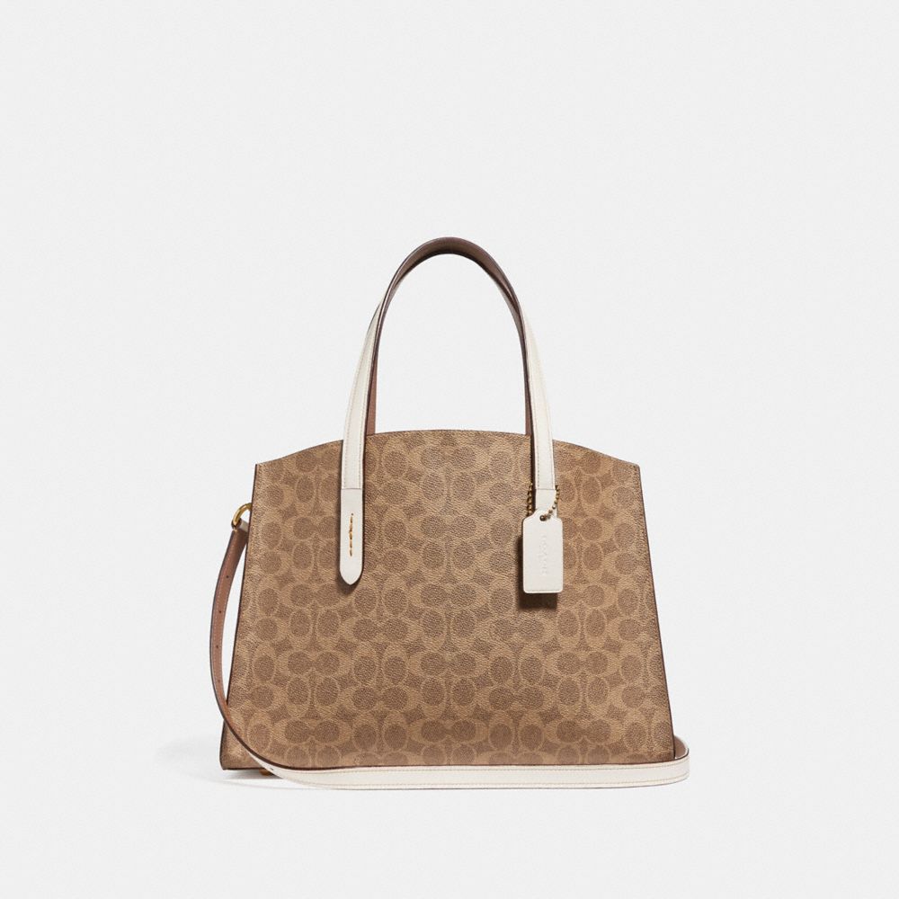 COACH F31210 CHARLIE CARRYALL IN SIGNATURE CANVAS B4/CHALK