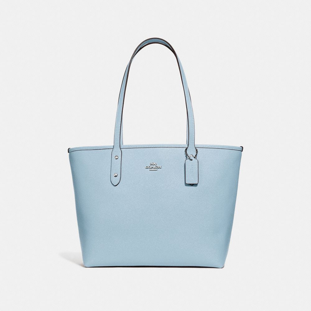 COACH f31254 CITY ZIP TOTE SILVER/PALE BLUE