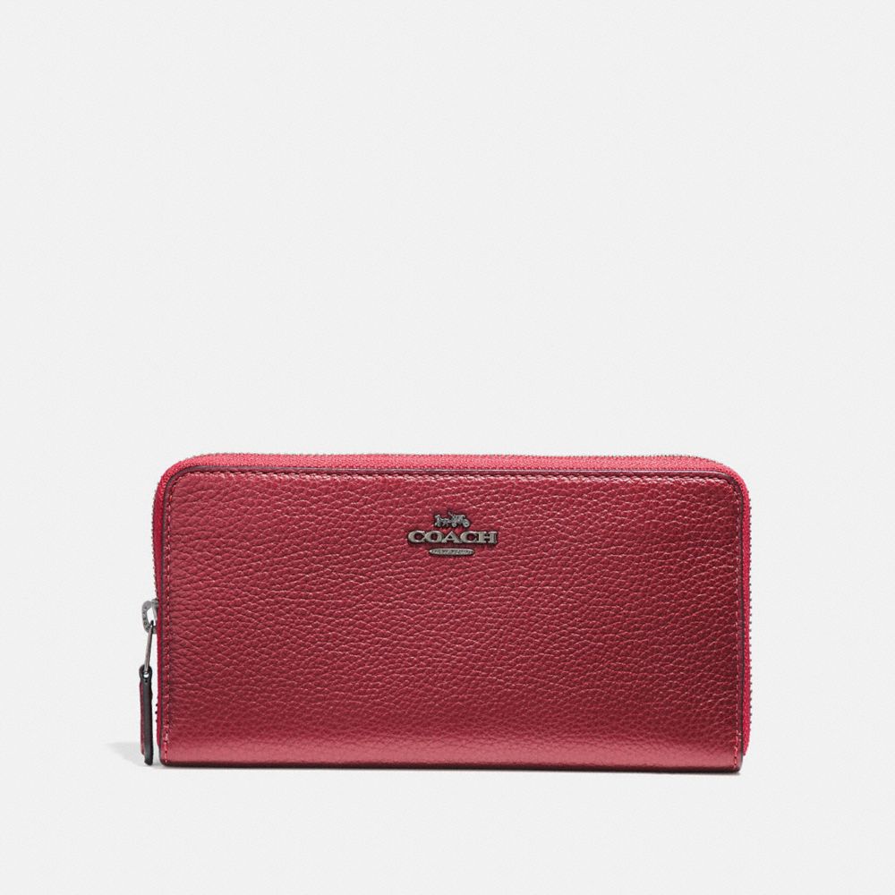 COACH F31263 ACCORDION ZIP WALLET METALLIC-HOT-PINK/BLACK-ANTIQUE-NICKEL