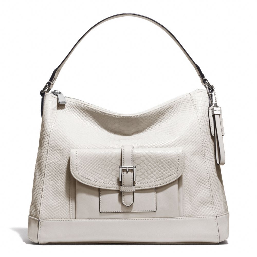 COACH f31283 CHARLIE PYTHON HOBO  SILVER/PARCHMENT