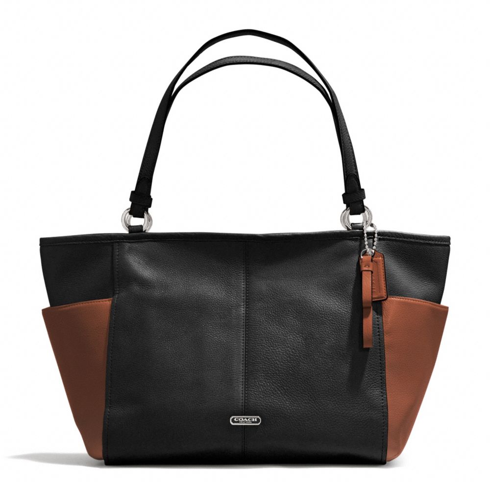 PARK COLORBLOCK CARRIE TOTE - f31303 - SILVER/BLACK/SADDLE