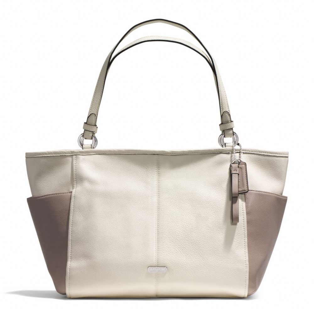 COACH F31303 Park Colorblock Carrie Tote SILVER/PARCHMENT/PUTTY