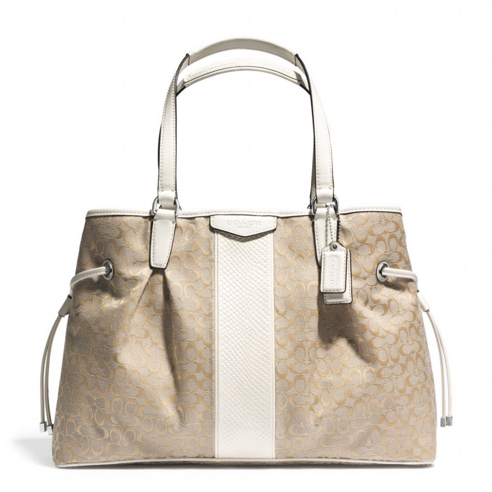 COACH f31308 SIGNATURE STRIPE DRAWSTRING CARRYALL 