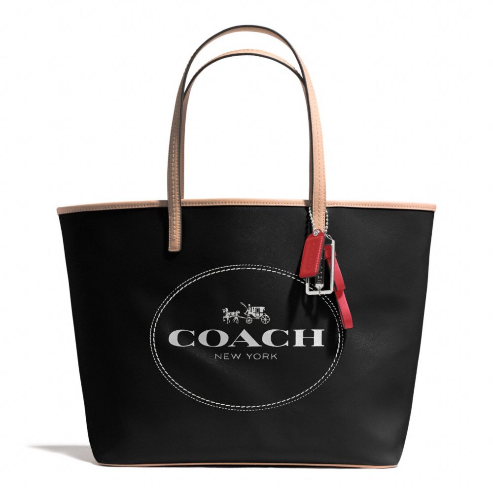 COACH f31315 METRO HORSE AND CARRIAGE TOTE SILVER/BLACK