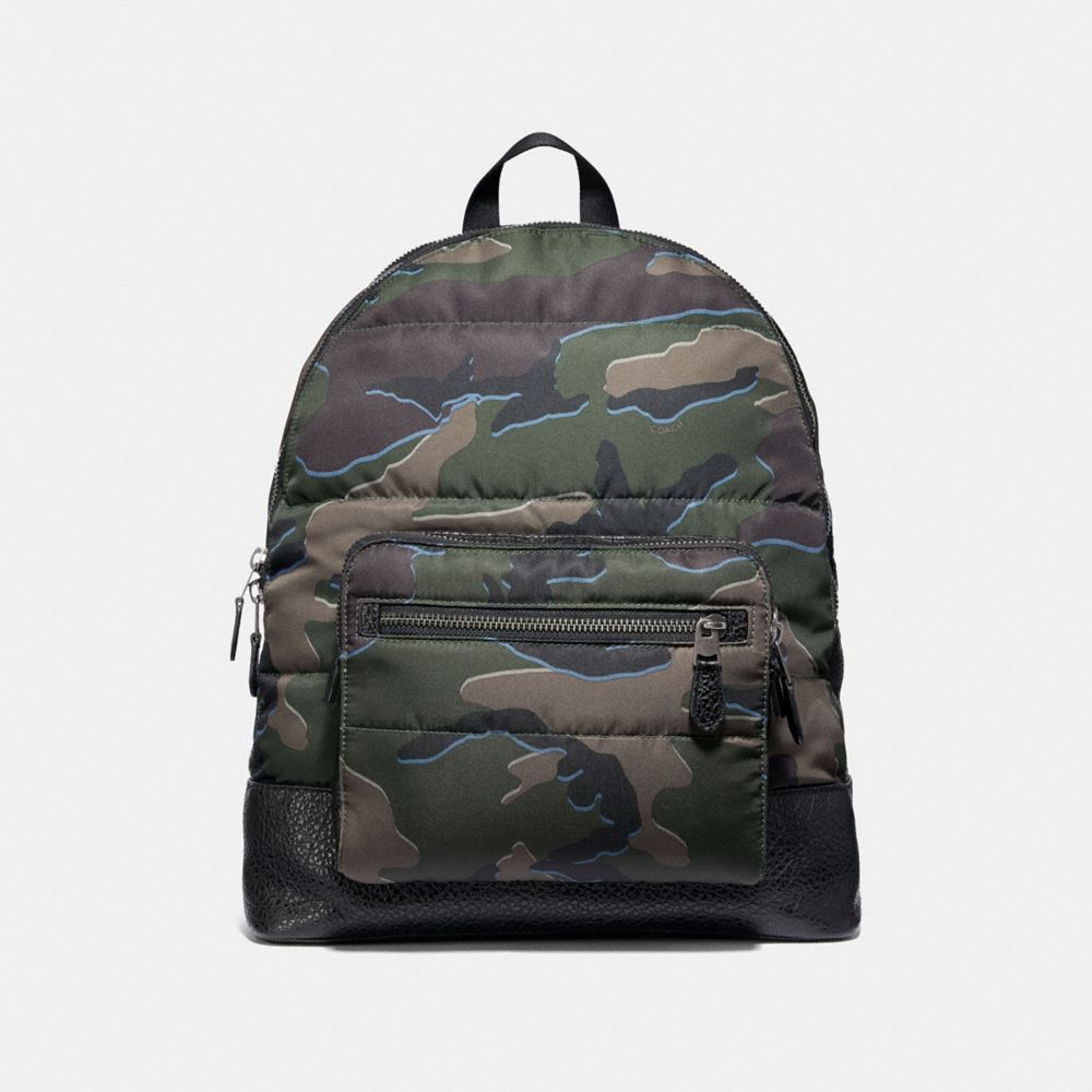 WEST BACKPACK WITH CAMO PRINT - F31319 - GREEN MULTI/BLACK ANTIQUE NICKEL
