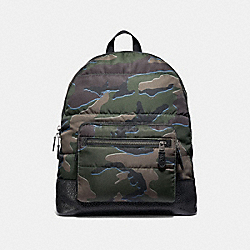 WEST BACKPACK WITH CAMO PRINT - COACH F31319 - GREEN MULTI/BLACK ANTIQUE NICKEL