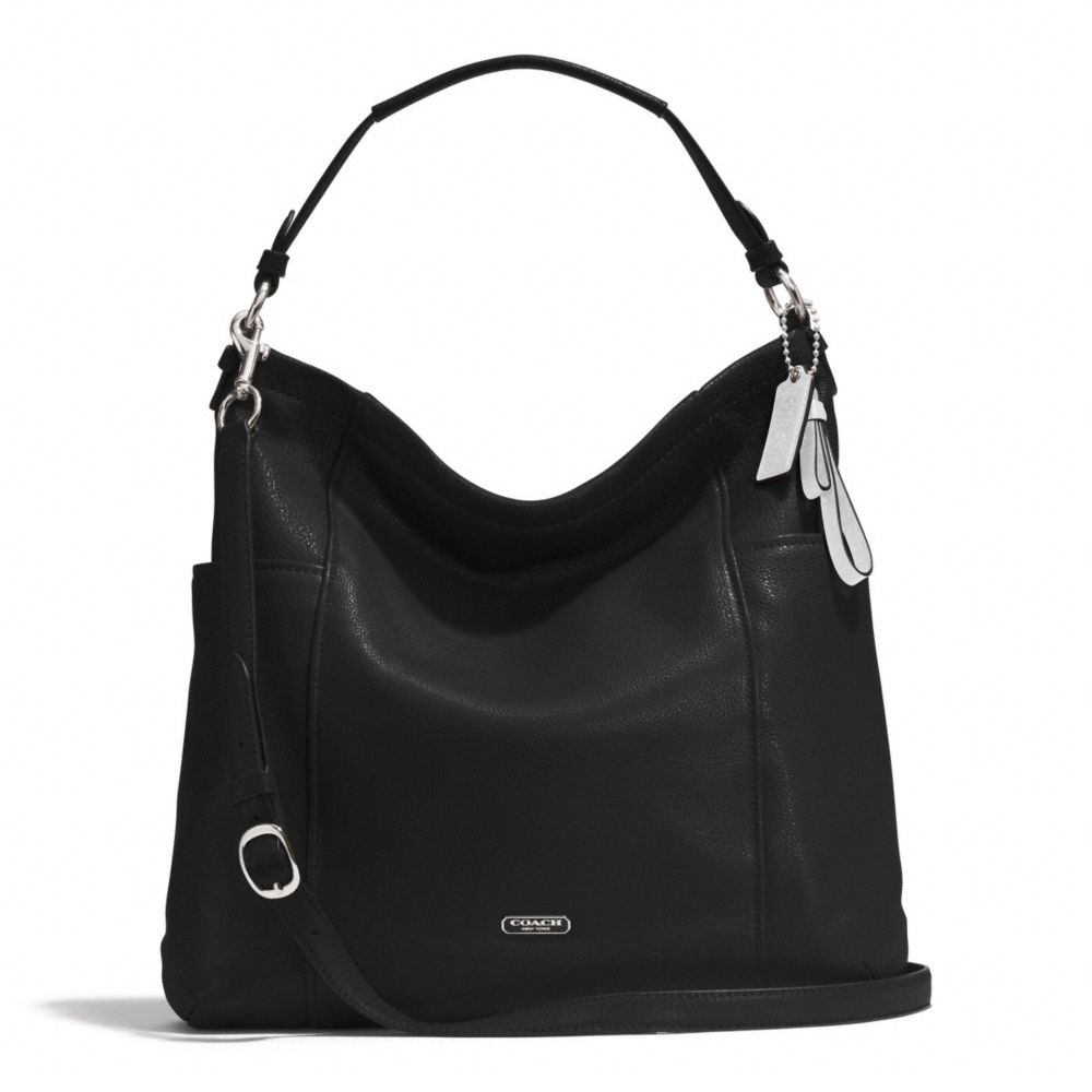 PARK LEATHER HOBO - f31323 - SILVER/BLACK