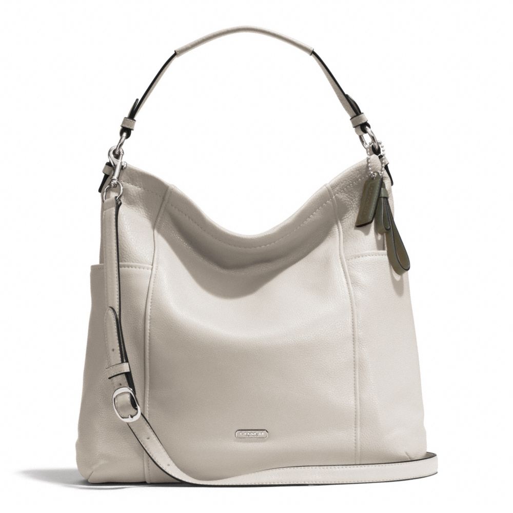 PARK LEATHER HOBO - f31323 - SILVER/PARCHMENT