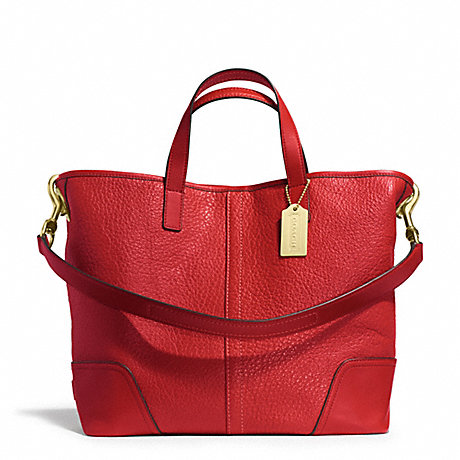 COACH f31334 HADLEY LUXE GRAIN LEATHER DUFFLE BRASS/BRIGHT RED