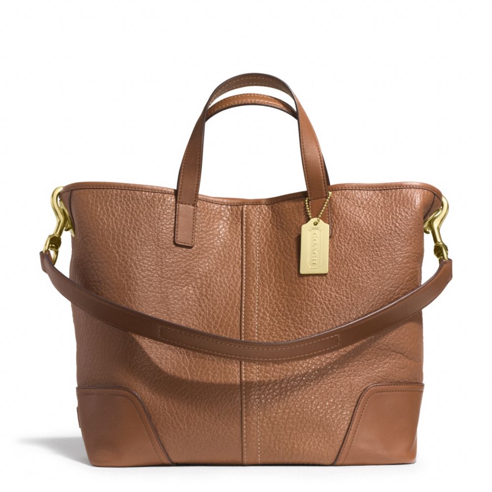 COACH f31334 HADLEY LUXE GRAIN LEATHER DUFFLE BRASS/SADDLE