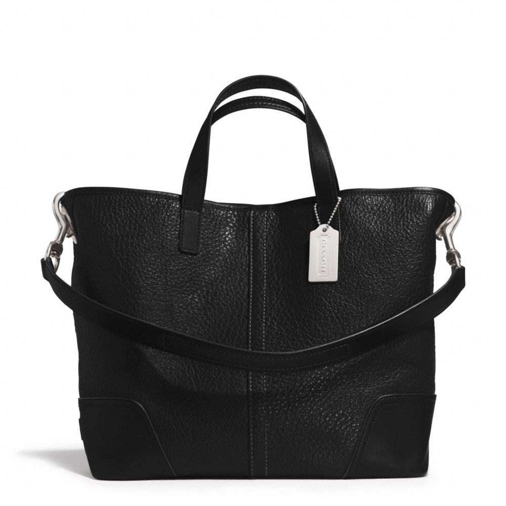 HADLEY LUXE GRAIN LEATHER DUFFLE - SILVER/BLACK - COACH F31334