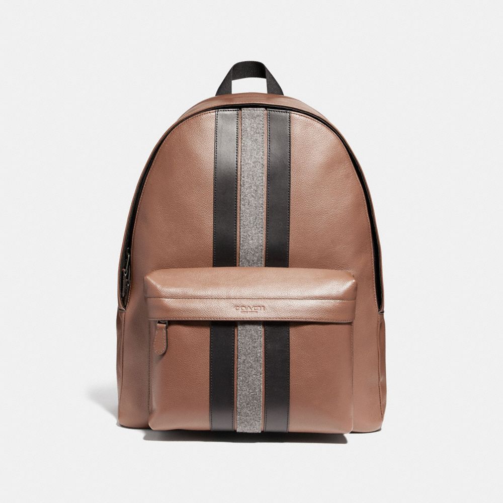 CHARLES BACKPACK WITH VARSITY STRIPE - F31347 - SADDLE MULTI/BLACK ANTIQUE NICKEL