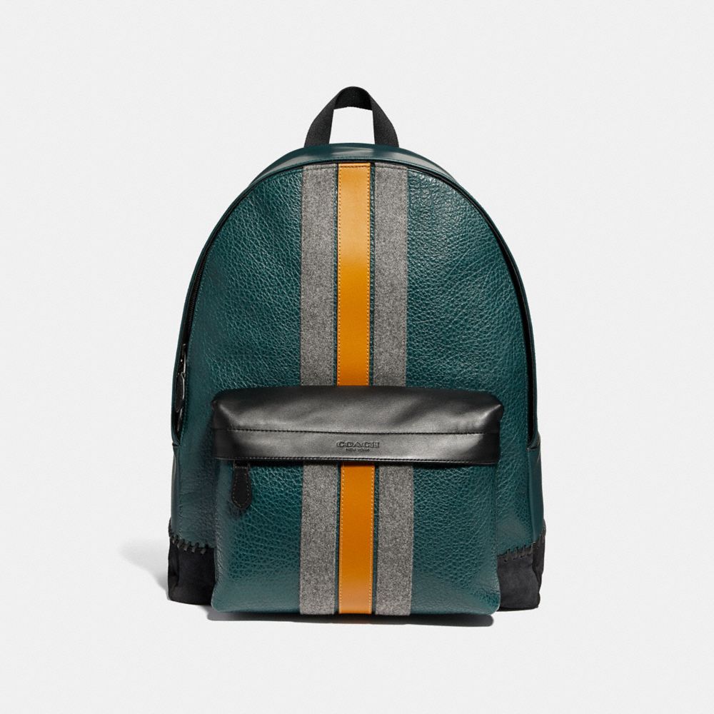 COACH F31348 CHARLES BACKPACK WITH BASEBALL STITCH FOREST GREEN MULTI/BLACK ANTIQUE NICKEL