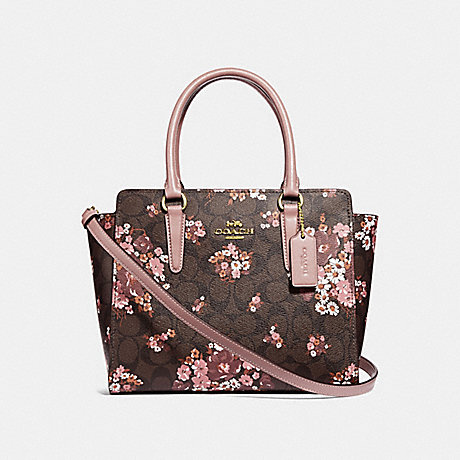 COACH F31358 LEAH SATCHEL IN SIGNATURE CANVAS WITH MEDLEY BOUQUET PRINT BROWN-MULTI/LIGHT-GOLD