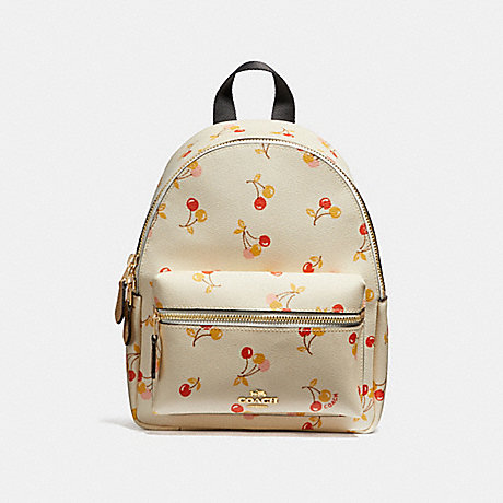 COACH f31374 MINI CHARLIE BACKPACK WITH CHERRY PRINT CHALK MULTI/light gold