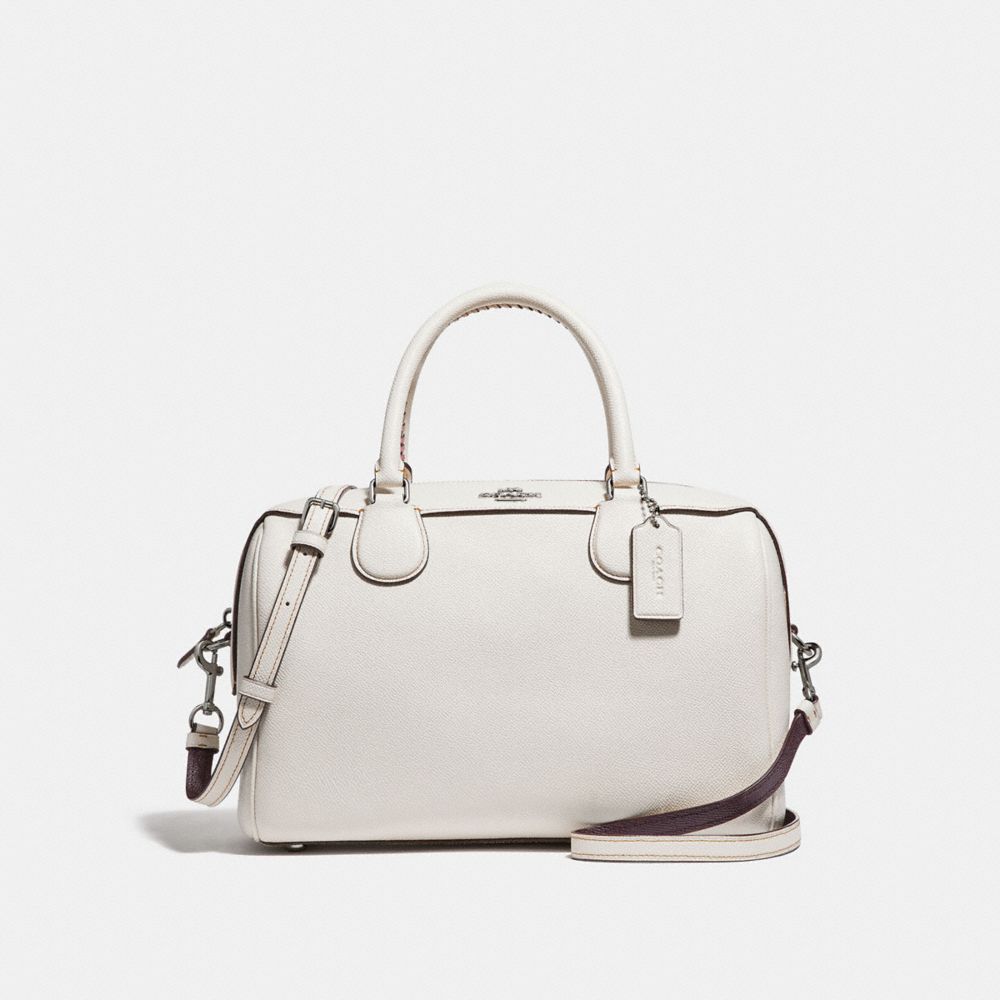 LARGE BENNETT SATCHEL - f31375 - SILVER/CHALK