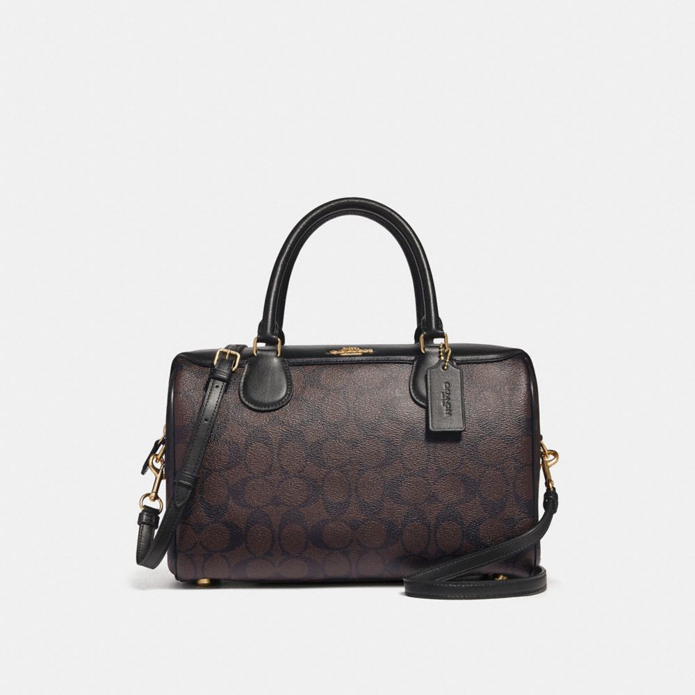 COACH LARGE BENNETT SATCHEL IN SIGNATURE CANVAS - BROWN/BLACK/LIGHT GOLD - F31383