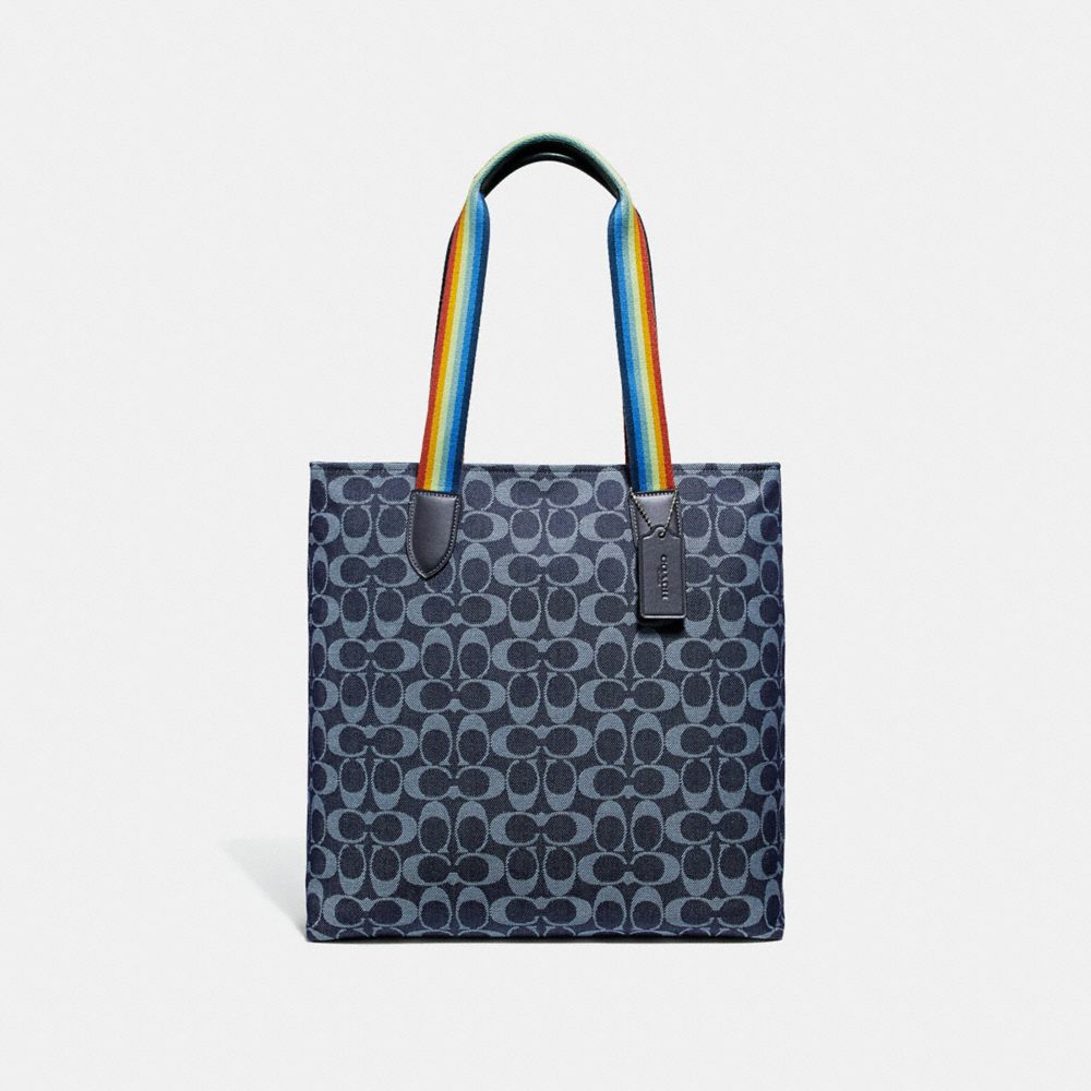TOTE IN SIGNATURE JACQUARD - COACH f31391 - SILVER/DENIM MULTI