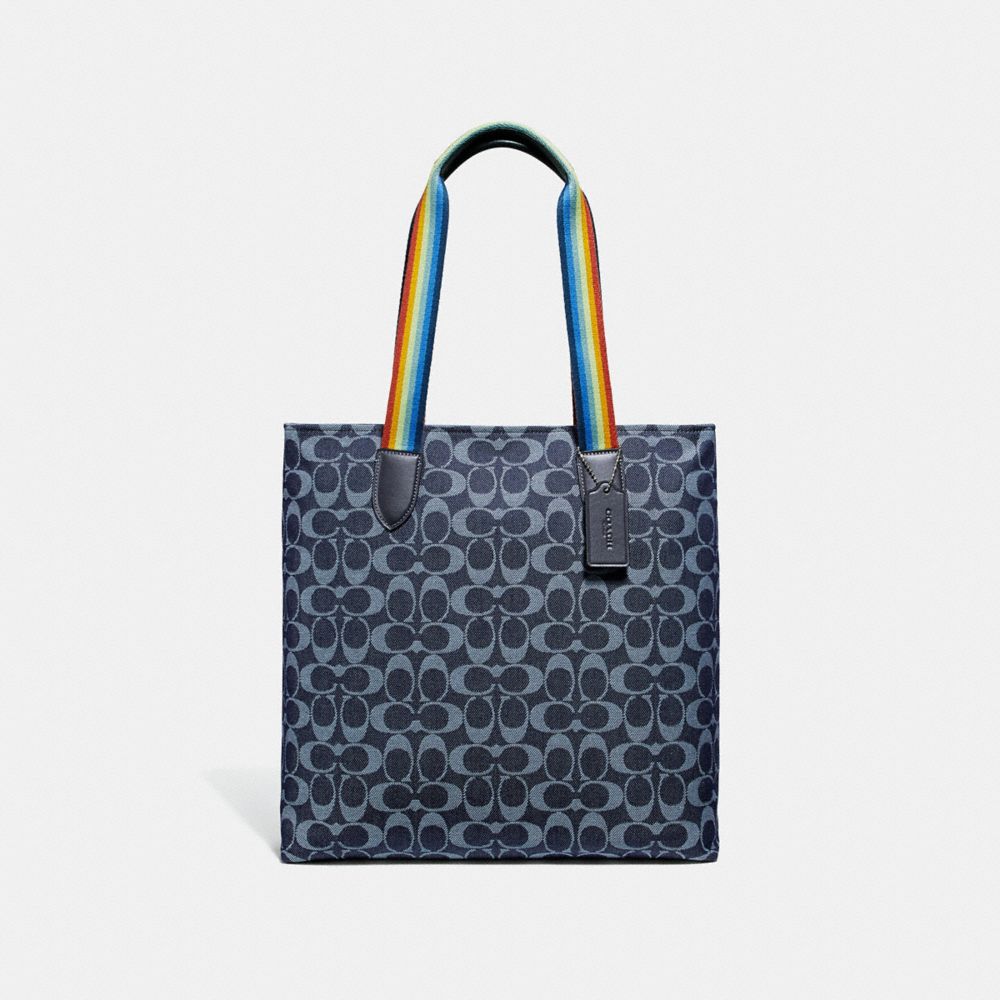 TOTE IN SIGNATURE JACQUARD - COACH f31391 - SILVER/DENIM MULTI