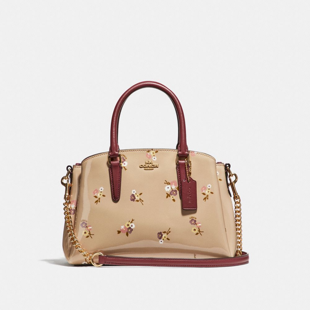 COACH F31395 - MINI SAGE CARRYALL WITH BABY BOUQUET PRINT BEECHWOOD MULTI/LIGHT GOLD