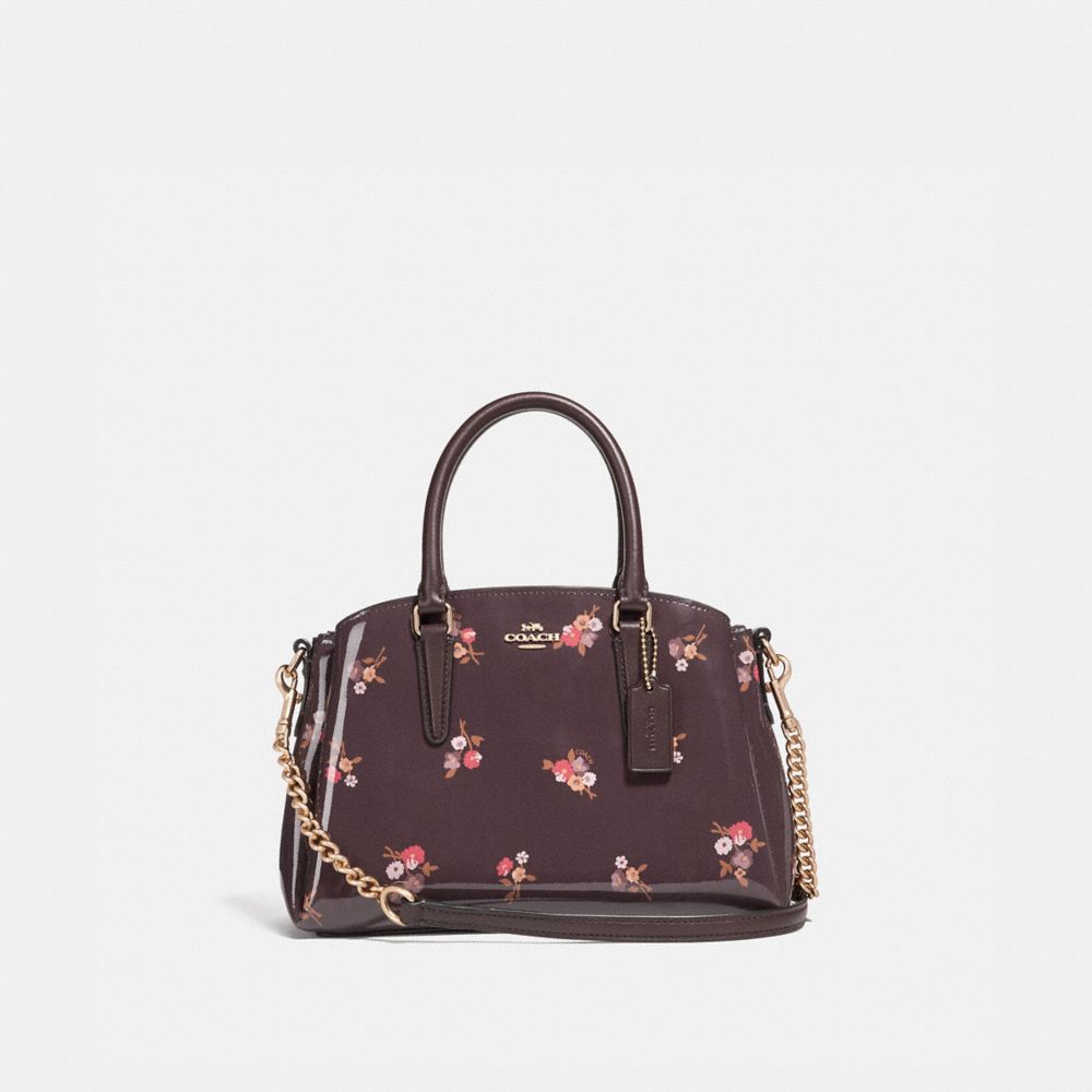 COACH F31395 - MINI SAGE CARRYALL WITH BABY BOUQUET PRINT OXBLOOD MULTI/LIGHT GOLD