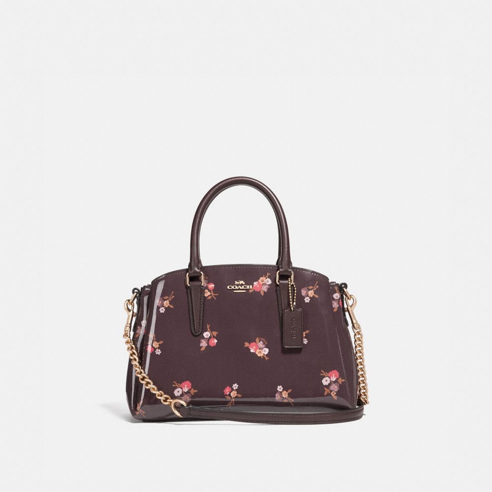 COACH F31395 Mini Sage Carryall With Baby Bouquet Print OXBLOOD MULTI/LIGHT GOLD