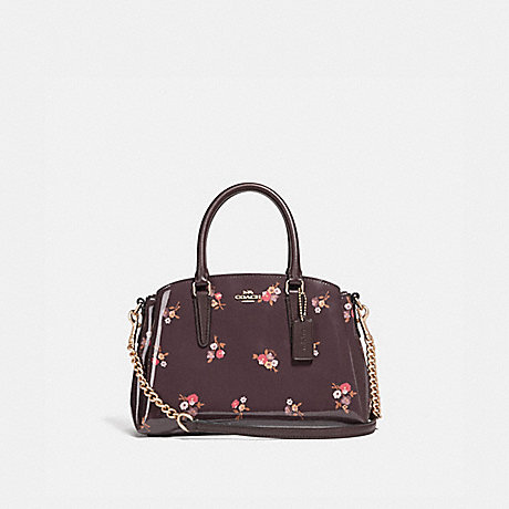 COACH f31395 MINI SAGE CARRYALL WITH BABY BOUQUET PRINT OXBLOOD MULTI/light gold