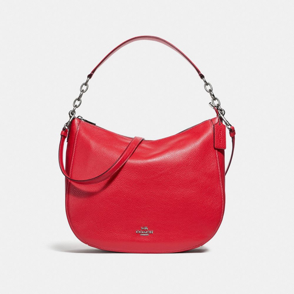 COACH F31399 - ELLE HOBO BRIGHT RED/SILVER