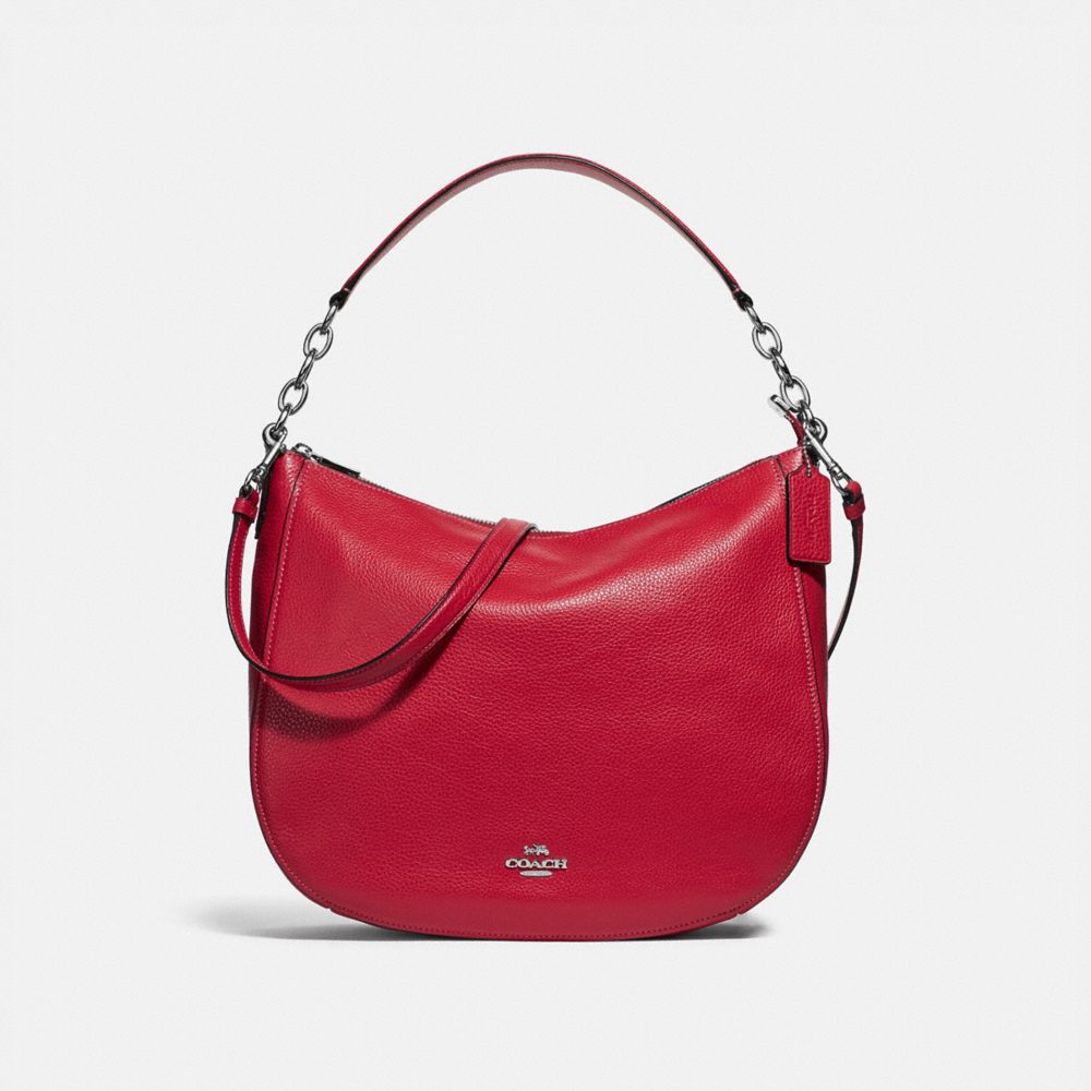 ELLE HOBO - F31399 - BRIGHT CARDINAL/SILVER