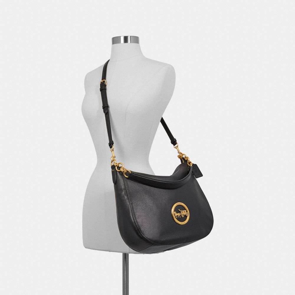 COACH f31400 ELLE HOBO BLACK/OLD BRASS