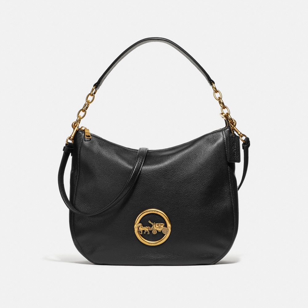 COACH f31400 ELLE HOBO BLACK/OLD BRASS