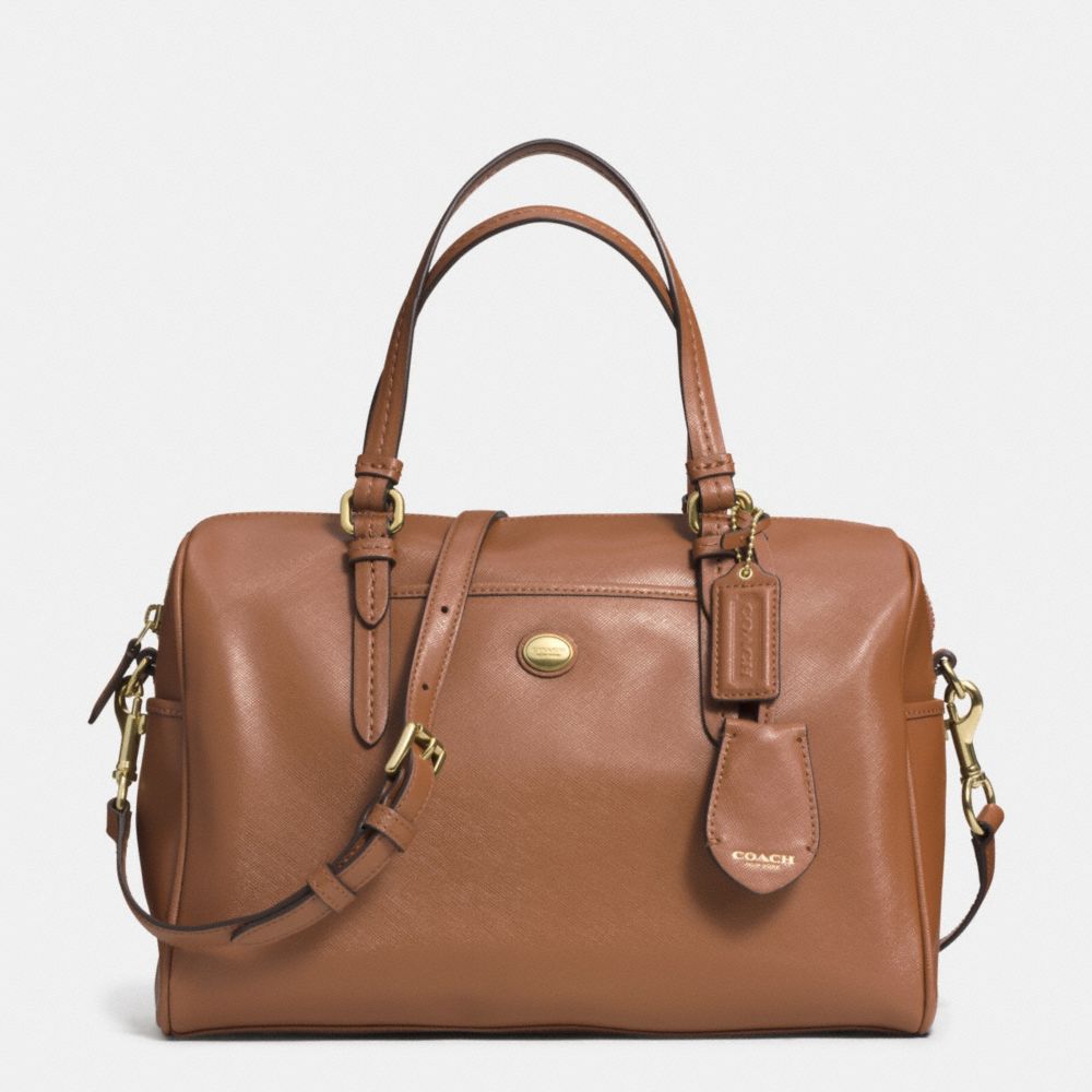 PEYTON LEATHER NANCY SATCHEL - f31403 - BRASS/SADDLE