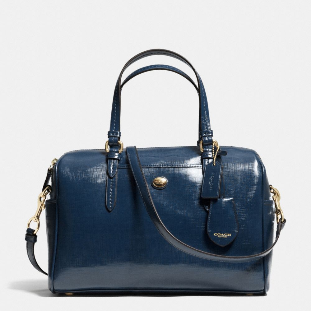 COACH f31403 PEYTON LEATHER NANCY SATCHEL IM/NAVY