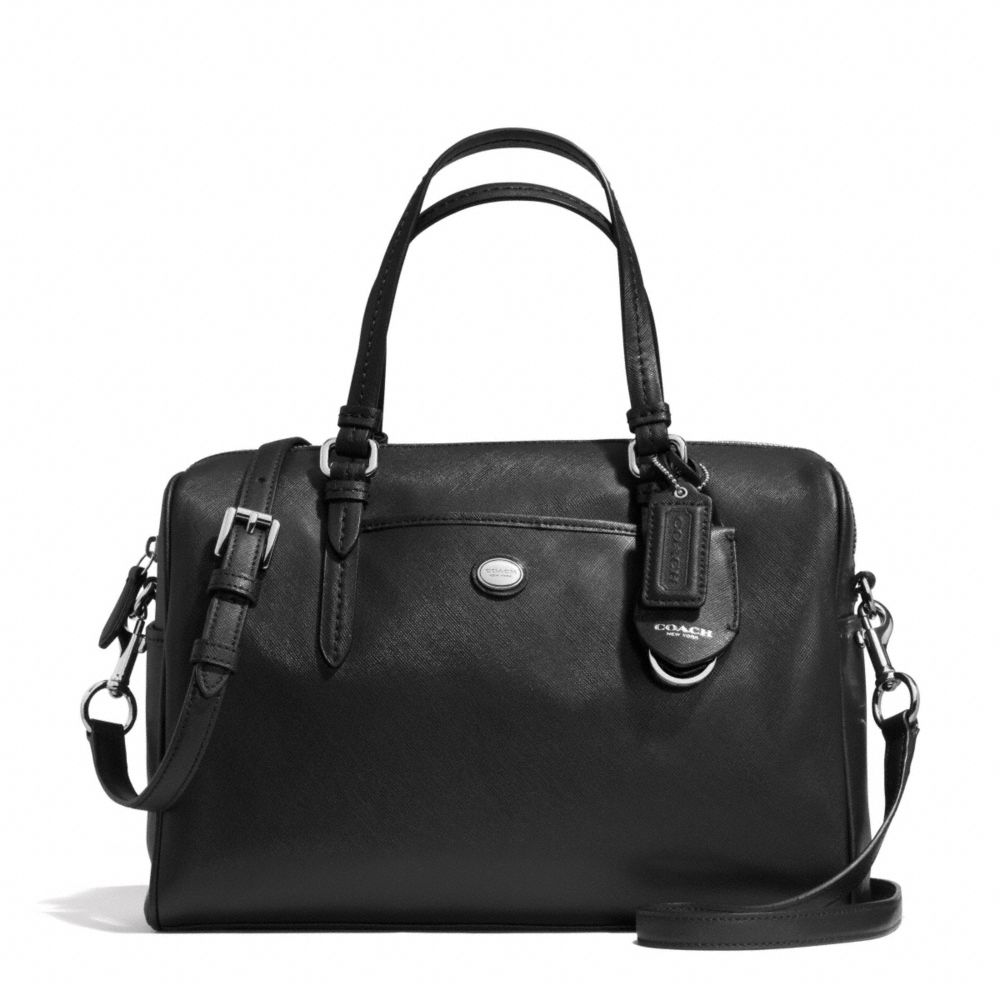 COACH f31403 PEYTON LEATHER NANCY SATCHEL SILVER/BLACK