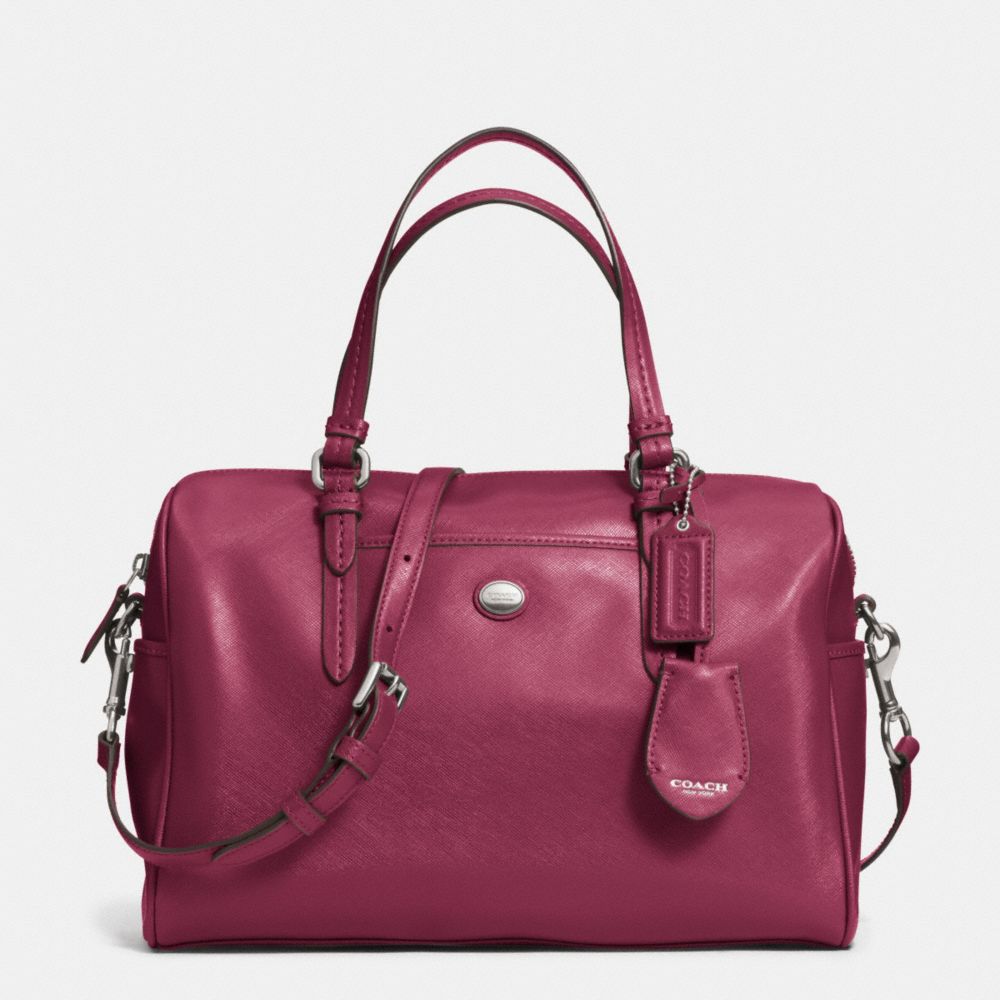 PEYTON LEATHER NANCY SATCHEL - f31403 - SILVER/MERLOT