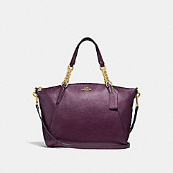 SMALL KELSEY CHAIN SATCHEL - COACH F31409 - METALLIC RASPBERRY/LIGHT GOLD
