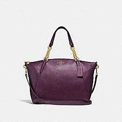 SMALL KELSEY CHAIN SATCHEL - F31409 - METALLIC RASPBERRY/LIGHT GOLD