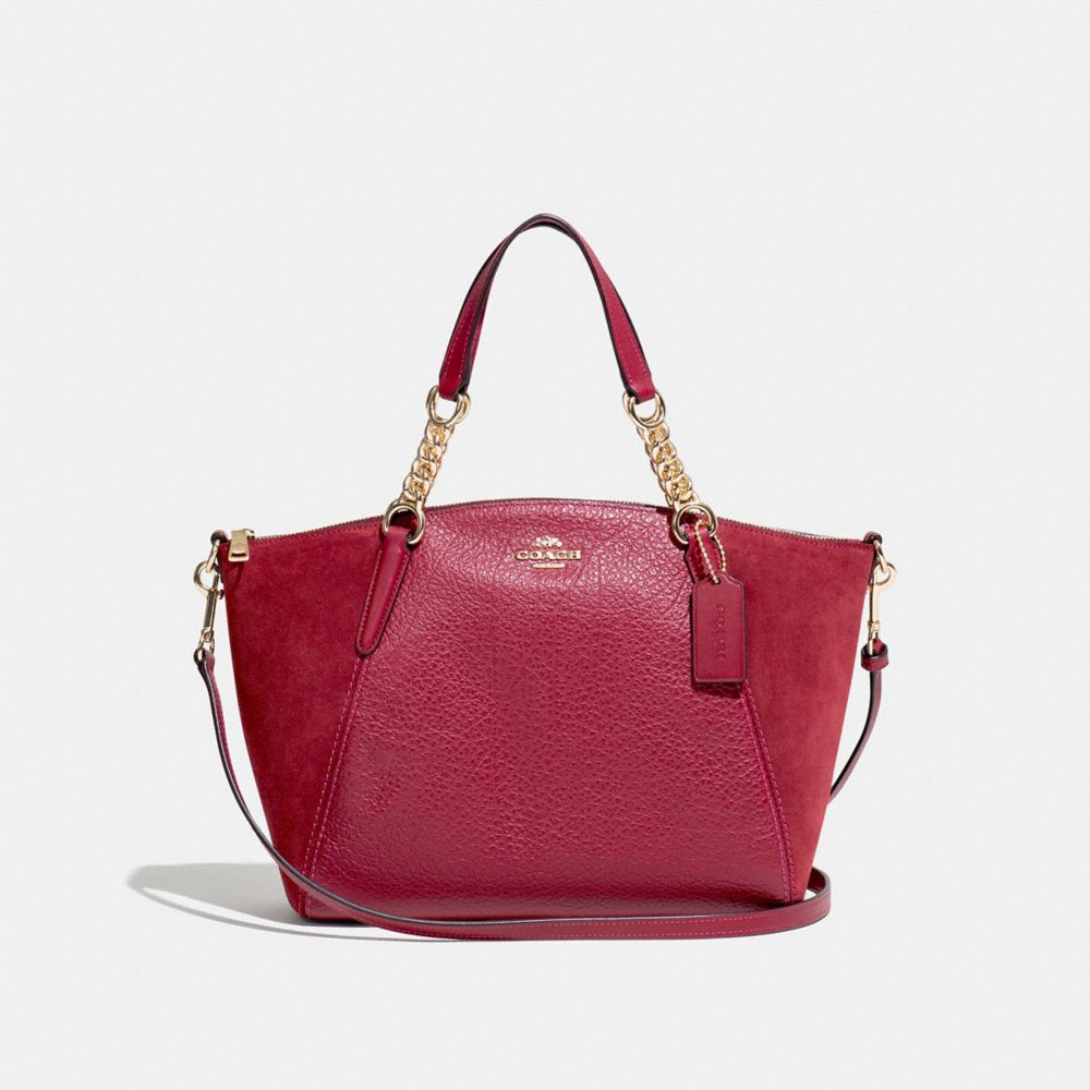 SMALL KELSEY CHAIN SATCHEL - F31410 - CHERRY /LIGHT GOLD