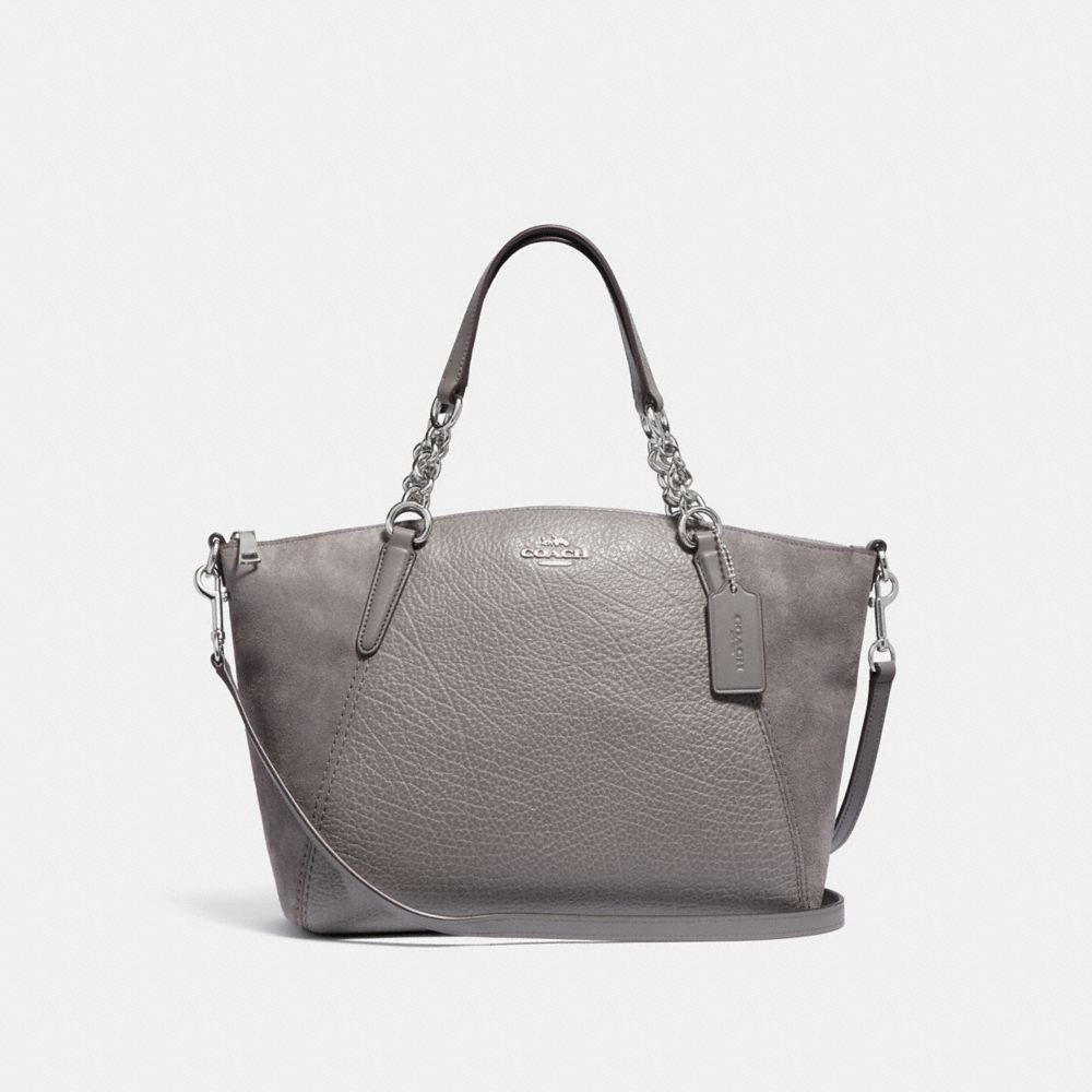 SMALL KELSEY CHAIN SATCHEL - F31410 - HEATHER GREY/SILVER