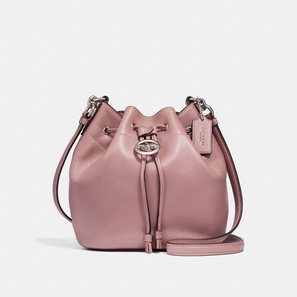 COACH F31412 Elle Drawstring Crossbody SILVER/DUSTY ROSE