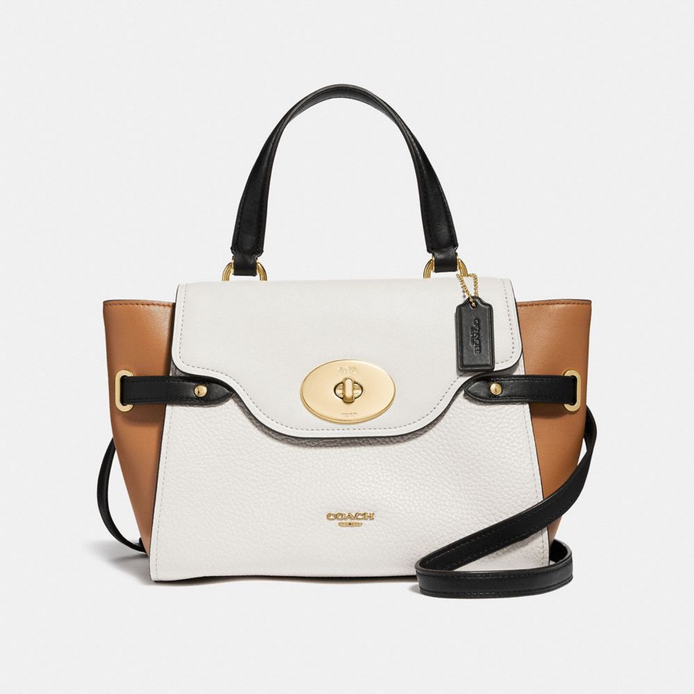 COACH F31414 BLAKE FLAP CARRYALL IN COLORBLOCK CHALK/BLACK-MULTI/LIGHT-GOLD