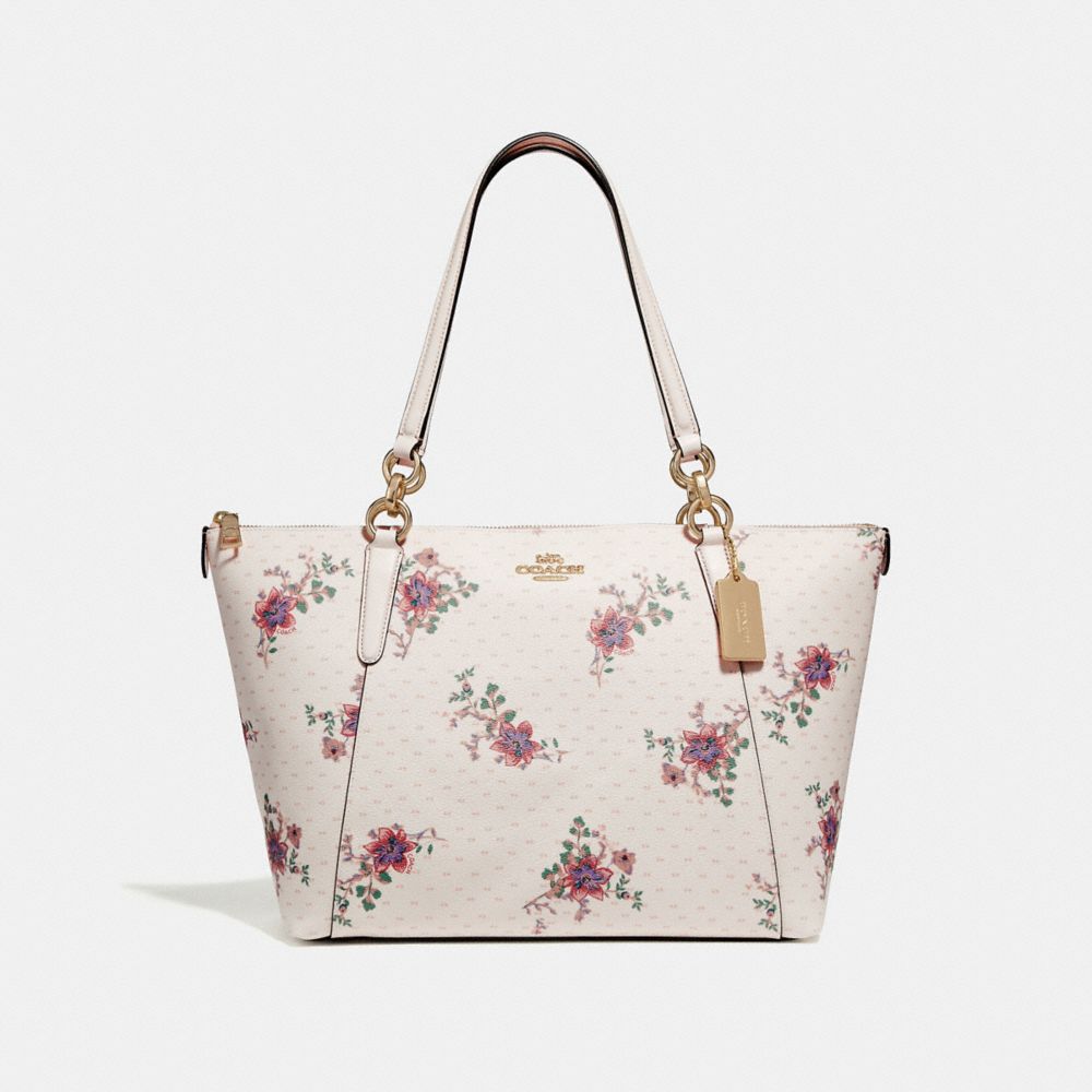 COACH F31417 Ava Tote With Mini Magnolia Bouquet Print CHALK MULTI/LIGHT GOLD