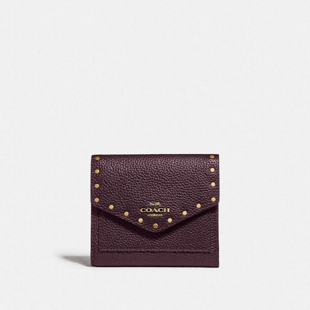 COACH F31425 - SMALL WALLET WITH RIVETS B4/OXBLOOD