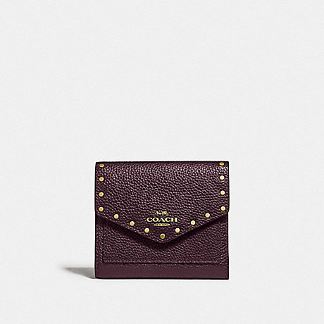 COACH SMALL WALLET WITH RIVETS - B4/OXBLOOD - F31425