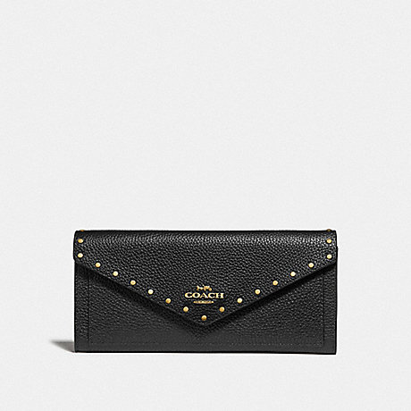 COACH F31426 SOFT WALLET WITH RIVETS BLACK/BRASS