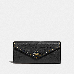 COACH F31426 Soft Wallet With Rivets BLACK/BRASS