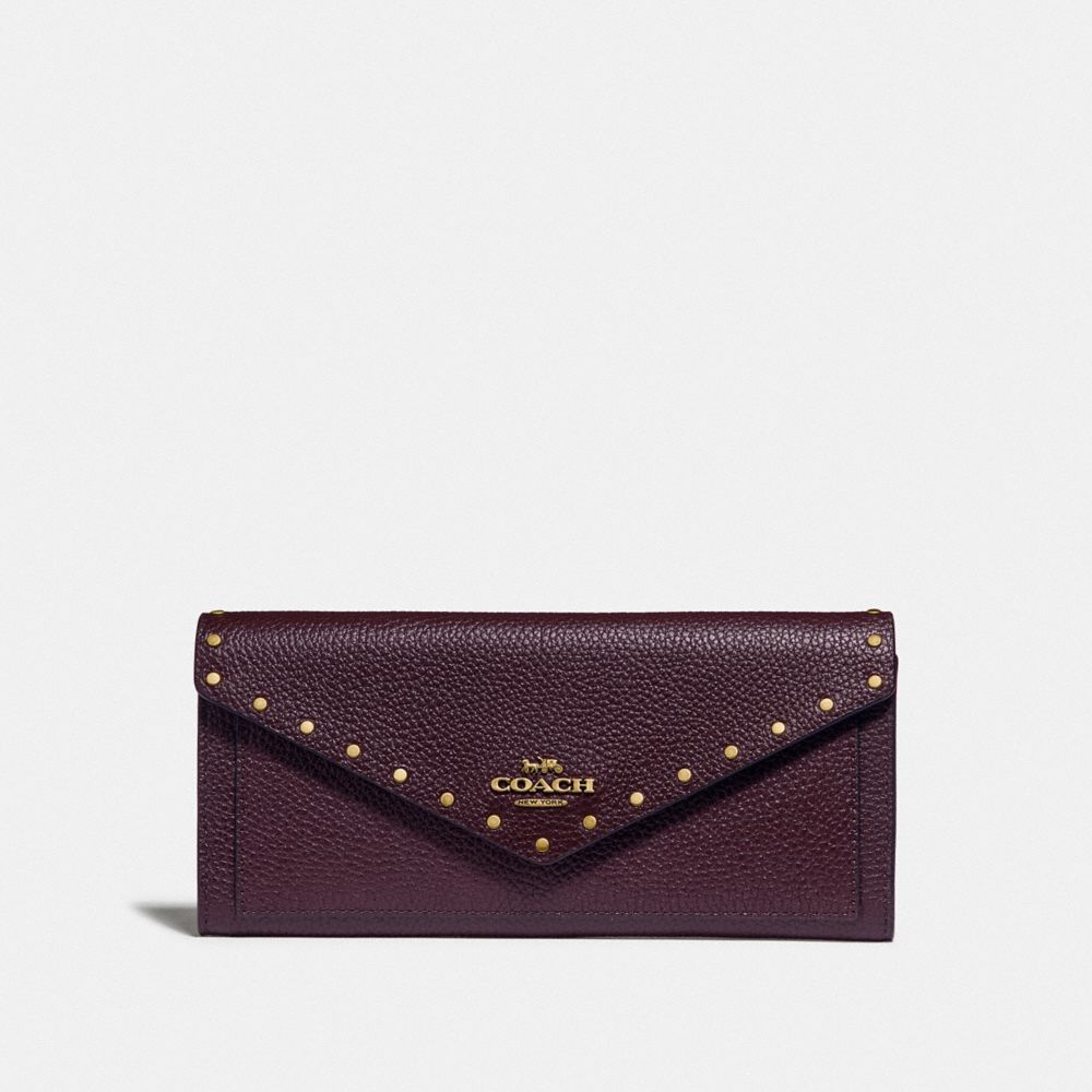 COACH F31426 - SOFT WALLET WITH RIVETS B4/OXBLOOD