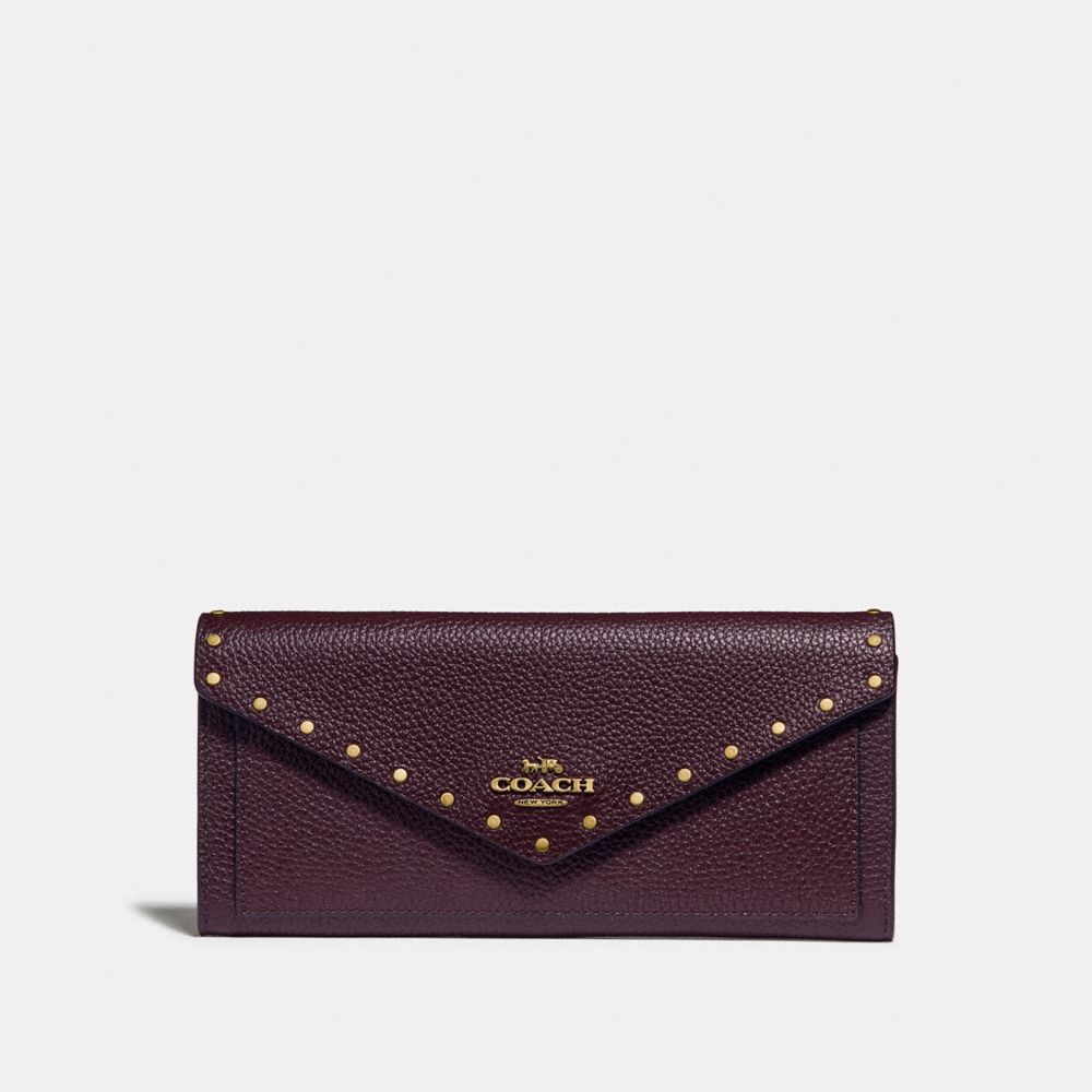 COACH F31426 Soft Wallet With Rivets B4/OXBLOOD