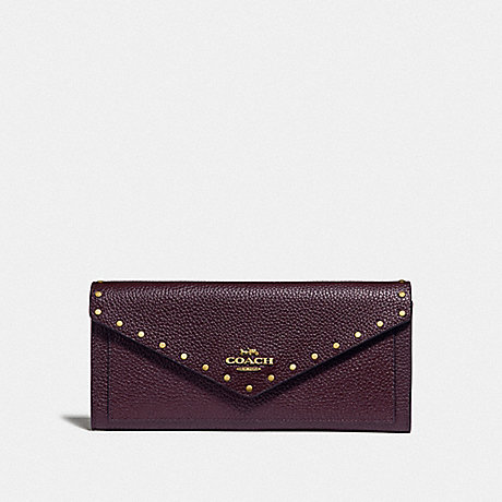 COACH F31426 SOFT WALLET WITH RIVETS B4/OXBLOOD
